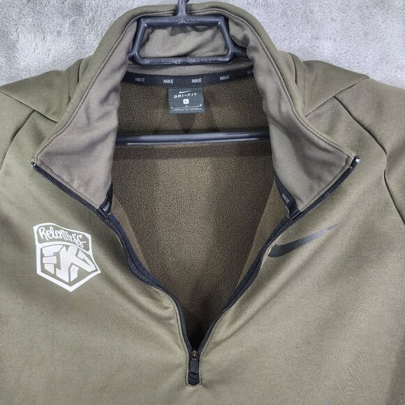 Mens Olive Green Nike Dri-Fit Pullover Sweatshirt 1/2 Zip Up Long Sleeve Size L - Picture 6 of 10